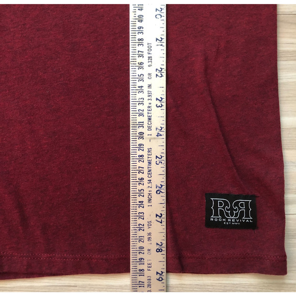 Rock Revival, Men's T Shirt, Size X Large, Burgundy/Maroon, Short Sleeves, Eagle - Picture 5 of 6